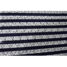 Nylon Cotton Stripe Printed Lace Fabric